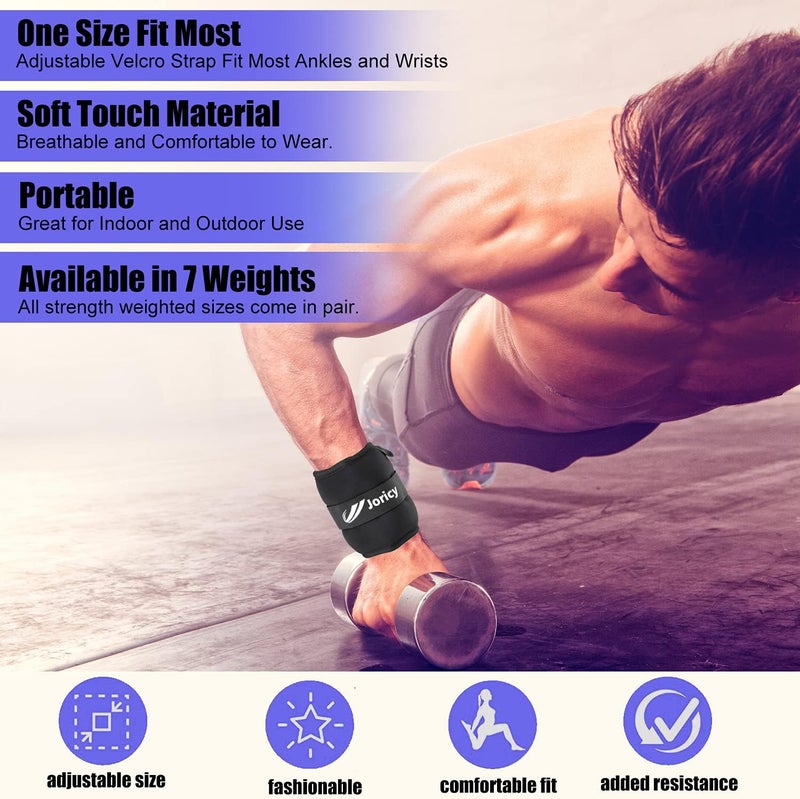 JORICY Ankle Weights A Pair of 1/2/3/4/6/8/10/12/20 LBS Wrist Leg Arm Weights for Women Men with Adjustable Straps, Strength weighted for Physical Therapy Running Walking Fitness Gym Workout - Image 4